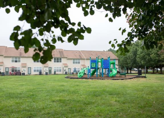 playground area in between buildings.