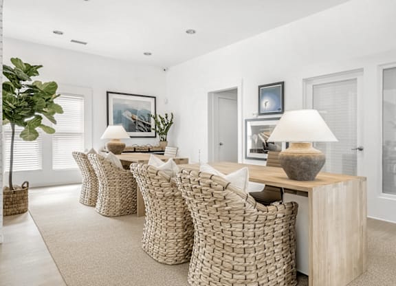 A room with a long table and chairs at Paces Pointe Apartment Homes, Matthews