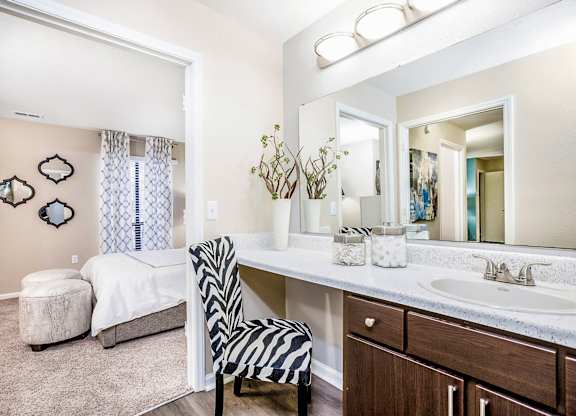 Bathroom With Vanity Lights at Woodlyn on the Green Apartment Homes, North Carolina