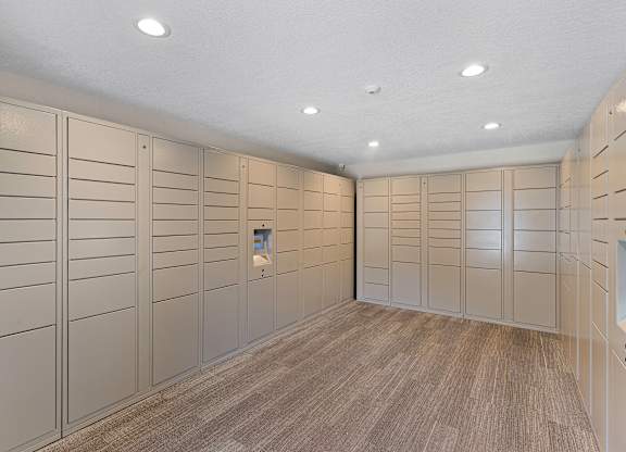 Large Package Room with Recessed Lighting at Campo Basso Apartment Homes, Lynnwood, Washington 98087