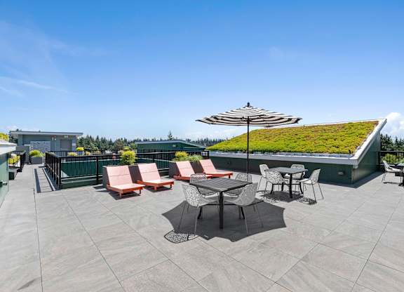 a green area at the rooftop resident lounge at Sedona Apartments, Seattle, WA, 98115