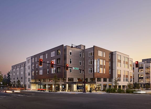 Apartment Building Exterior at Postmark Apartments, Shoreline Washington
