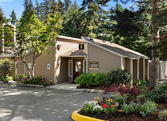 The Welcome Building with a Spacious Parking Lot at Park 210 Apartment Homes, Edmonds, 98026