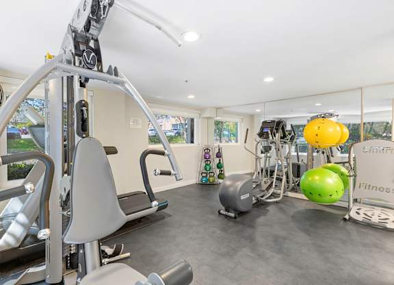 State-of-the-Art Fitness Center with a Variety of Exercise Equipment at Sir Gallahad Apartment Homes, Washington, 98004