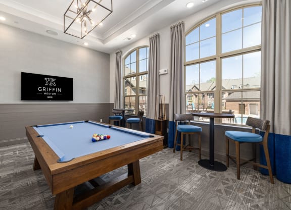 Billiards table at Griffin Weston apartment complex in Cary, NC.