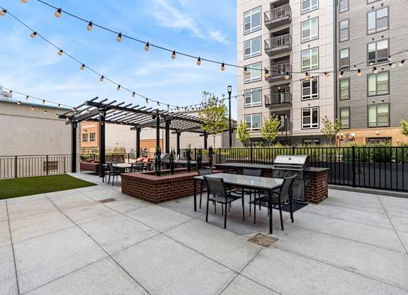 Outdoor grilling and seating area