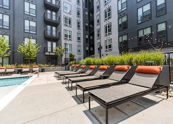 Lounge chairs poolside