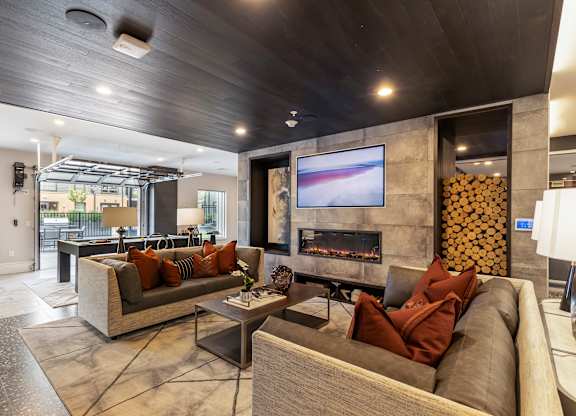 Clubroom fireplace sitting area