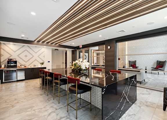 Coworking space with marble countertops