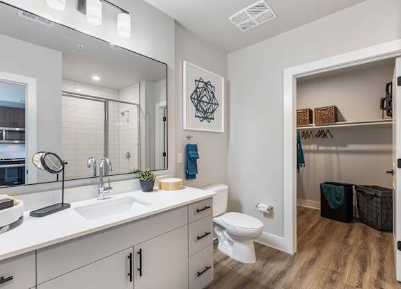 bathroom with granite counters and