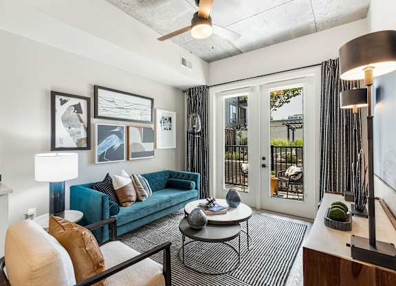 Living room with doors to patio