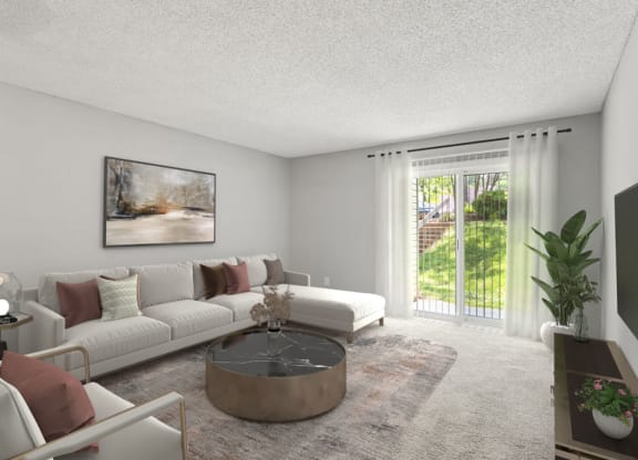 Spacious Living Room at Lakes Edge Apartments, Greensboro, North Carolina