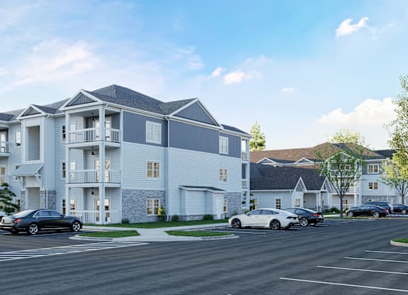 A row of houses with cars parked in front.at The Landings at Hard Scrabble, Columbia, SC 29203