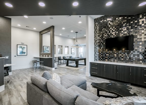Clubhouse Interior at Cue Luxury Apartments, Cypress
