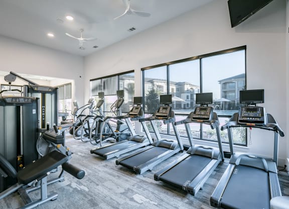 State-Of-The-Art Gym And Spin Studio at Cue Luxury Apartments, Cypress, Texas