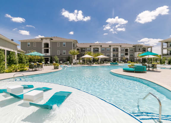 Pool View at Cue Luxury Apartments, Cypress, TX