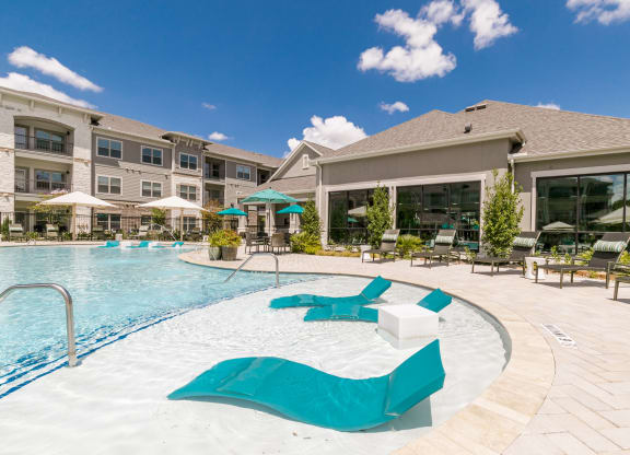 Private Swimming Pool at Cue Luxury Apartments, Cypress, Texas