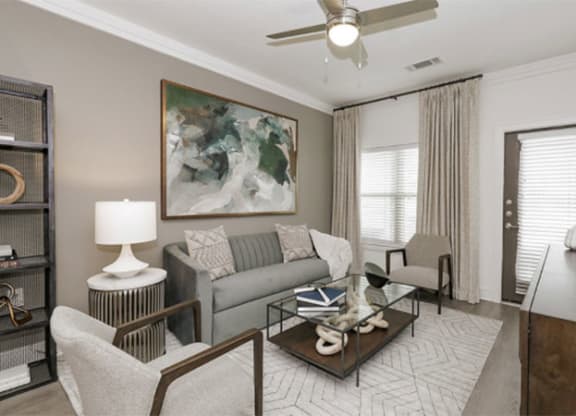 Living Room Interior at Cue Luxury Apartments, Cypress