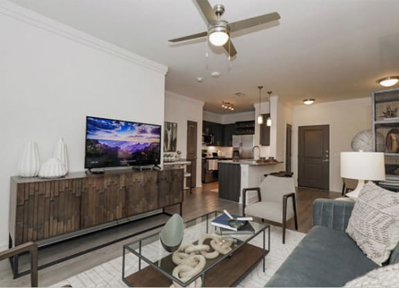 Living Space at Cue Luxury Apartments, Cypress, 77433
