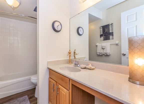 a bathroom with a bathtub and a sink