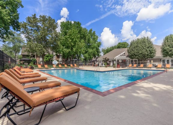 our apartments have a resort style pool with lounge chairs