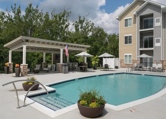 the swimming pool at the apartments for rent