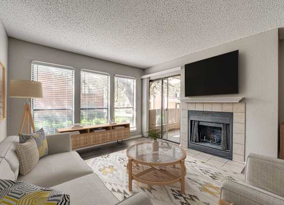 Airy Living Room at Bardin Oaks Apartments, Texas