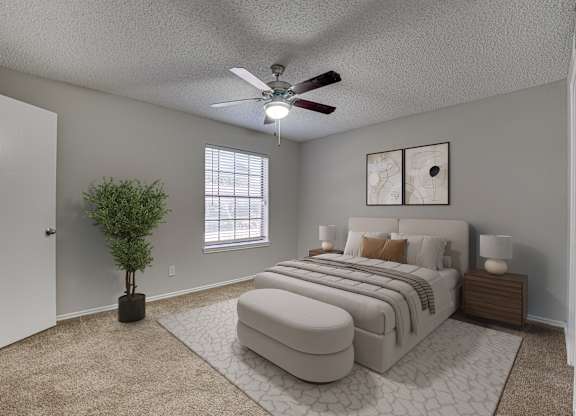 Potted plant in bedroom at Timberglen Apartments, Dallas, 75287