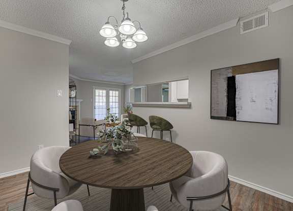 Brown round table at Timberglen Apartments, Dallas, TX 75287