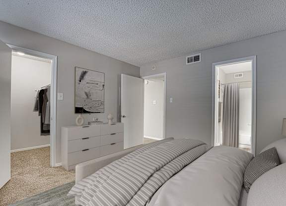 Large mirror in bedroom at Timberglen Apartments, Dallas Texas