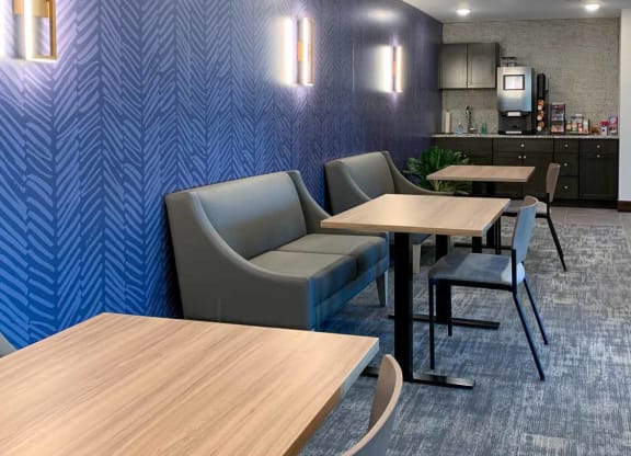 The coffee lounge with booths and tables