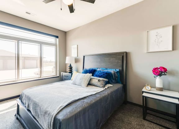 Large bedroom with bright windows in 2 bedroom apartment for rent at 360 at Jordan West best new apartments West Des Moines IA 50266