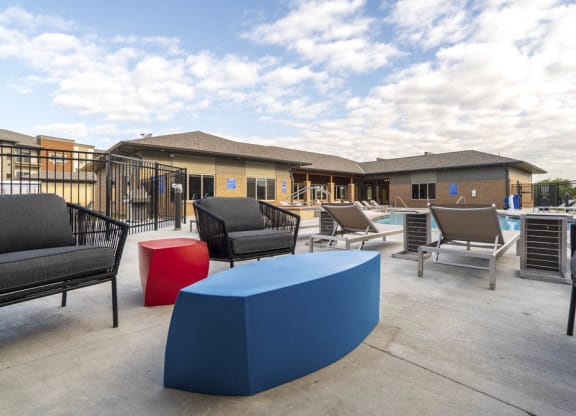 Outdoor lounge at 360 at Jordan West best new apartments West Des Moines IA 50266