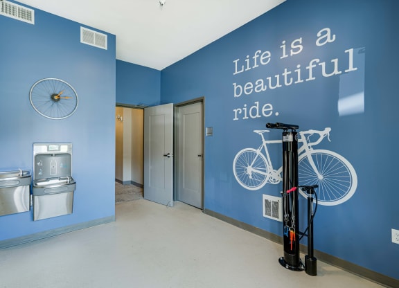 Easily give your bike a tune-up in our bicycle repair station.