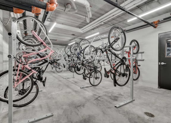 Indoor bike storage racks at Aspire at CityPlace Woodbury MN 55125