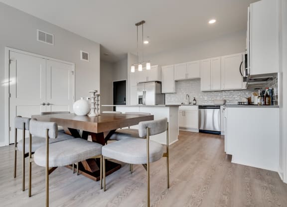 Furnished dining area off of the luxury kitchen in two bedroom apartment in Woodbury MN 55125