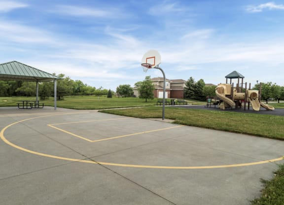 Basketball court at Schleich Park near Cascade Pines Duplex Homes in Lincoln NE