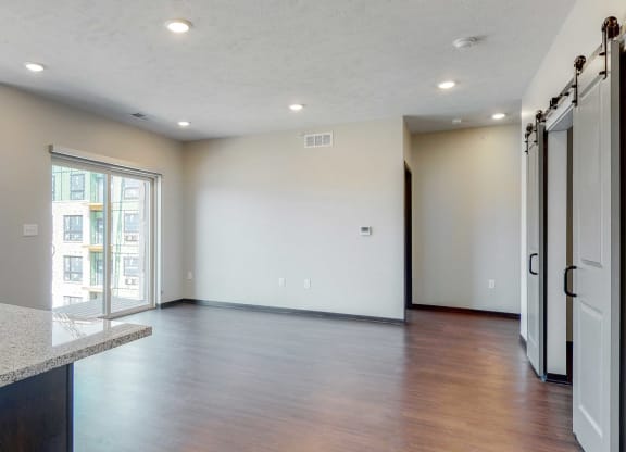 Spacious living-dining space at Haven at Uptown in Lincoln, NE