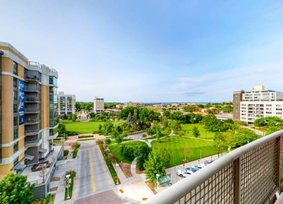 You'll relish in the spectacular views of Omaha and Turner Park from this 2 bedroom at Midtown Crossing Apartments