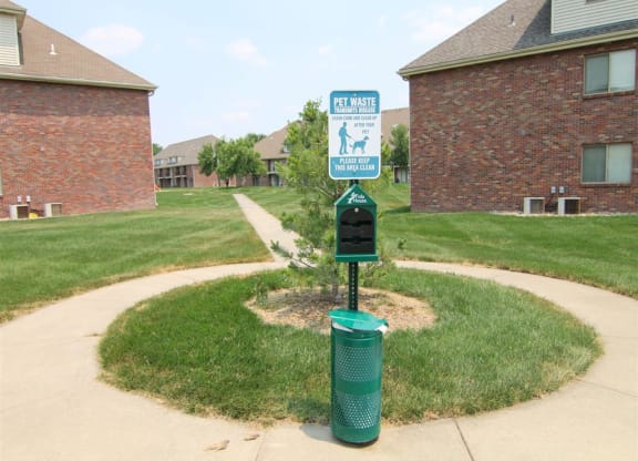 exterior dog station at Fountain Glen Apartments in Lincoln Nebraska