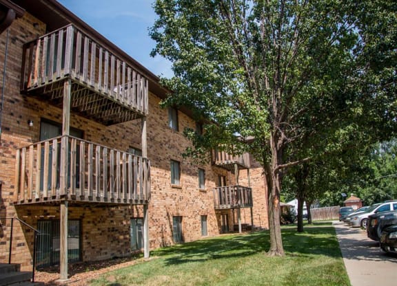 exterior side with balcony at Moore Place Apartments in Lincoln Nebraska