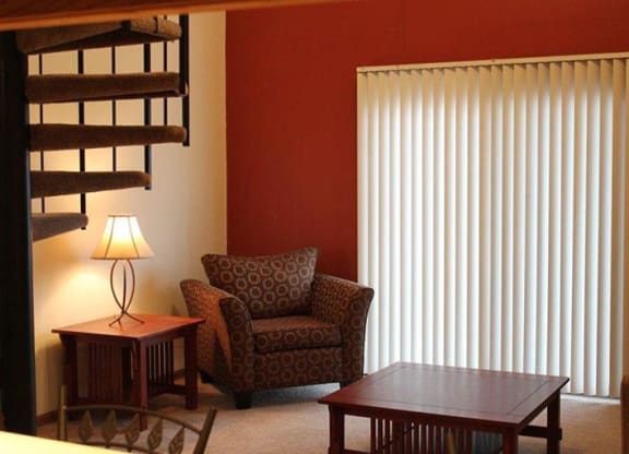spectacular living room at Packard House Apartments in Lincoln Nebraska