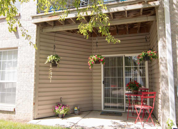 Private patio at Eagle Run Apartments in Omaha, NE