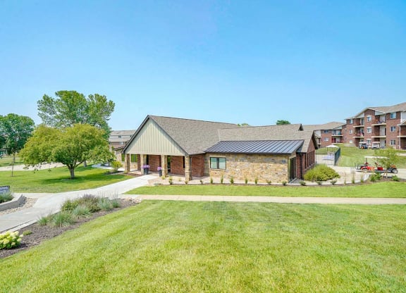 The exterior of the clubhouse at Northridge Heights Apartments in North Lincoln, NE