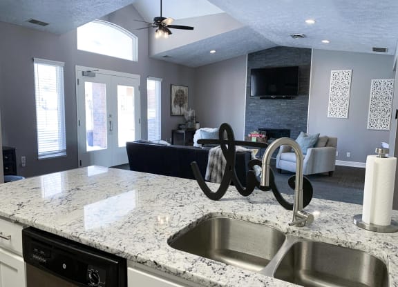 Clubhouse lounge at Ridge Pointe Villas in Lincoln Nebraska