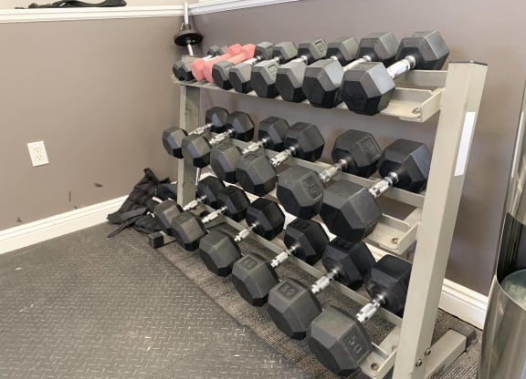 24 hour fitness center with free weights at ridge pointe villas in lincoln nebraska