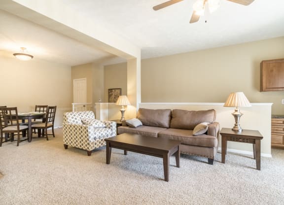 Interiors-Ridge Pointe Villas living room with dining area in south Lincoln NE
