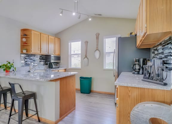 Full sized shared kitchen in the clubhouse at Skyline View