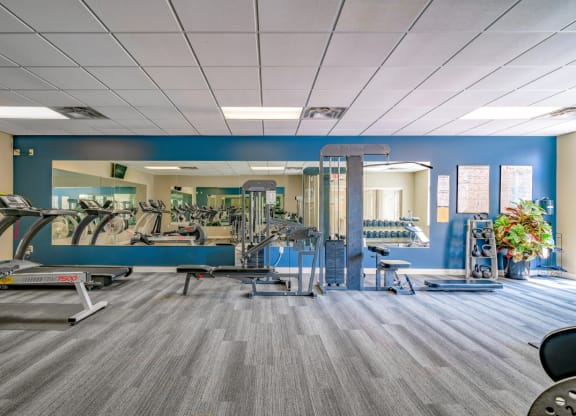Modern equipment and plenty of space in the exercise room at Southwind Villas