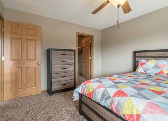 Second bedroom with walk-in closet at Southwind Villas in southwest Omaha in La Vista, NE, 68128